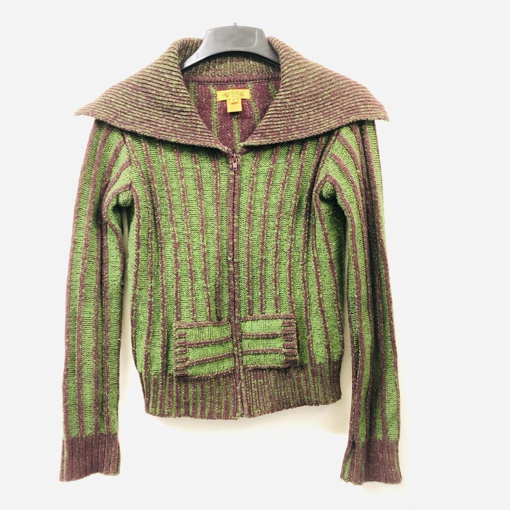 BDG Wool Green Striped Sweat Shirt